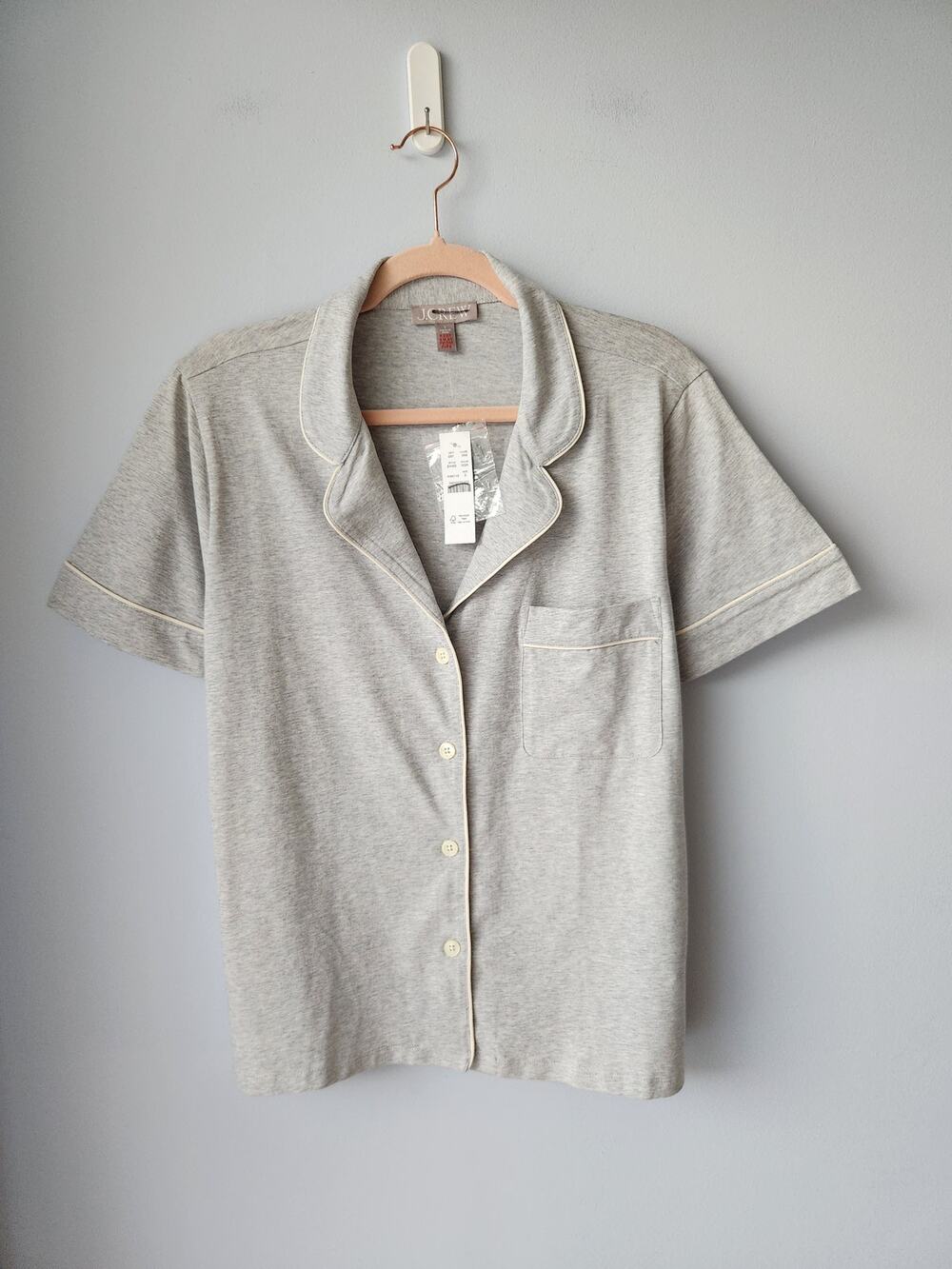 NWT J. Crew Dreamy Cotton-Blend Short-Sleeve Pajama *Top Only Heather Gray S